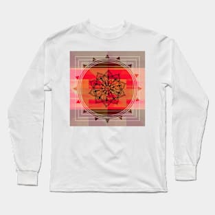 Zentangle on Red Long Sleeve T-Shirt